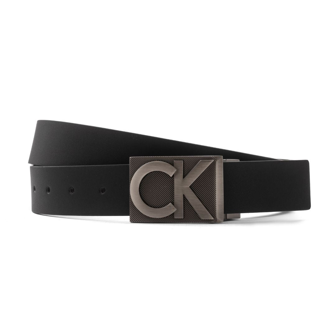 Calvin Klein Reversible Leather Belt with Two Buckles – Black/Brown