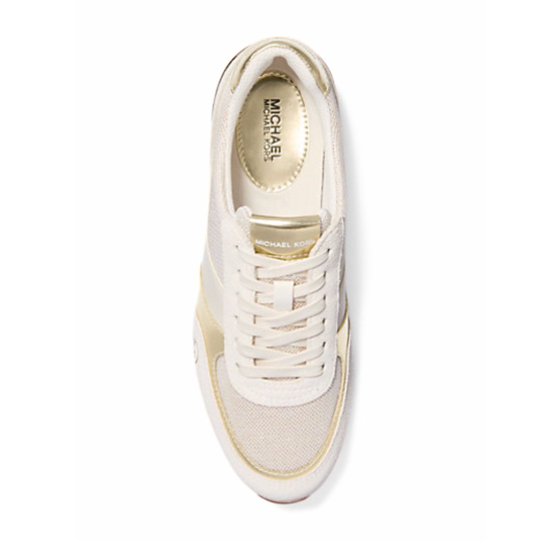 Michael Kors Andi Metallic Mesh and Leather Trainer - GLD