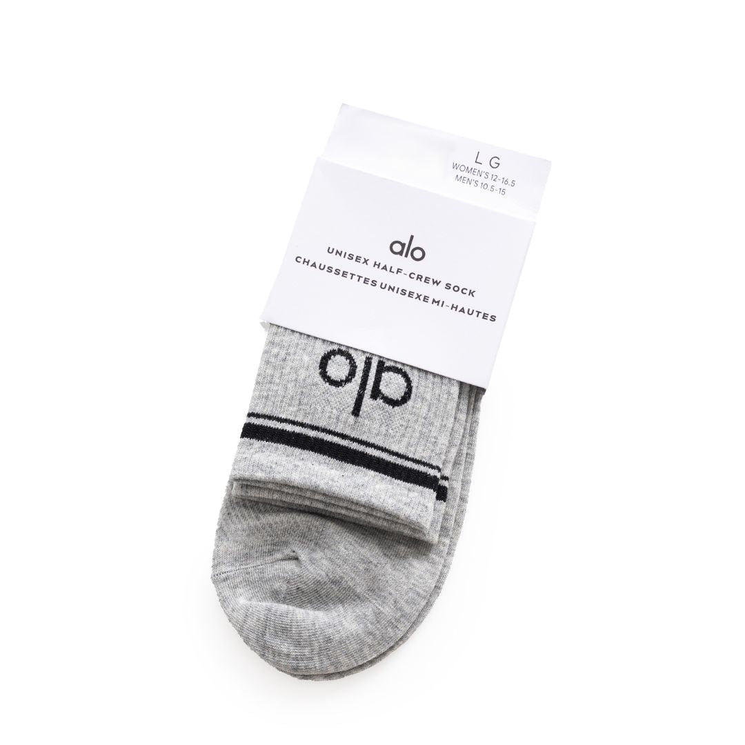 Alo Yoga Unisex Half-Crew Throwback Sock - GRYBLK