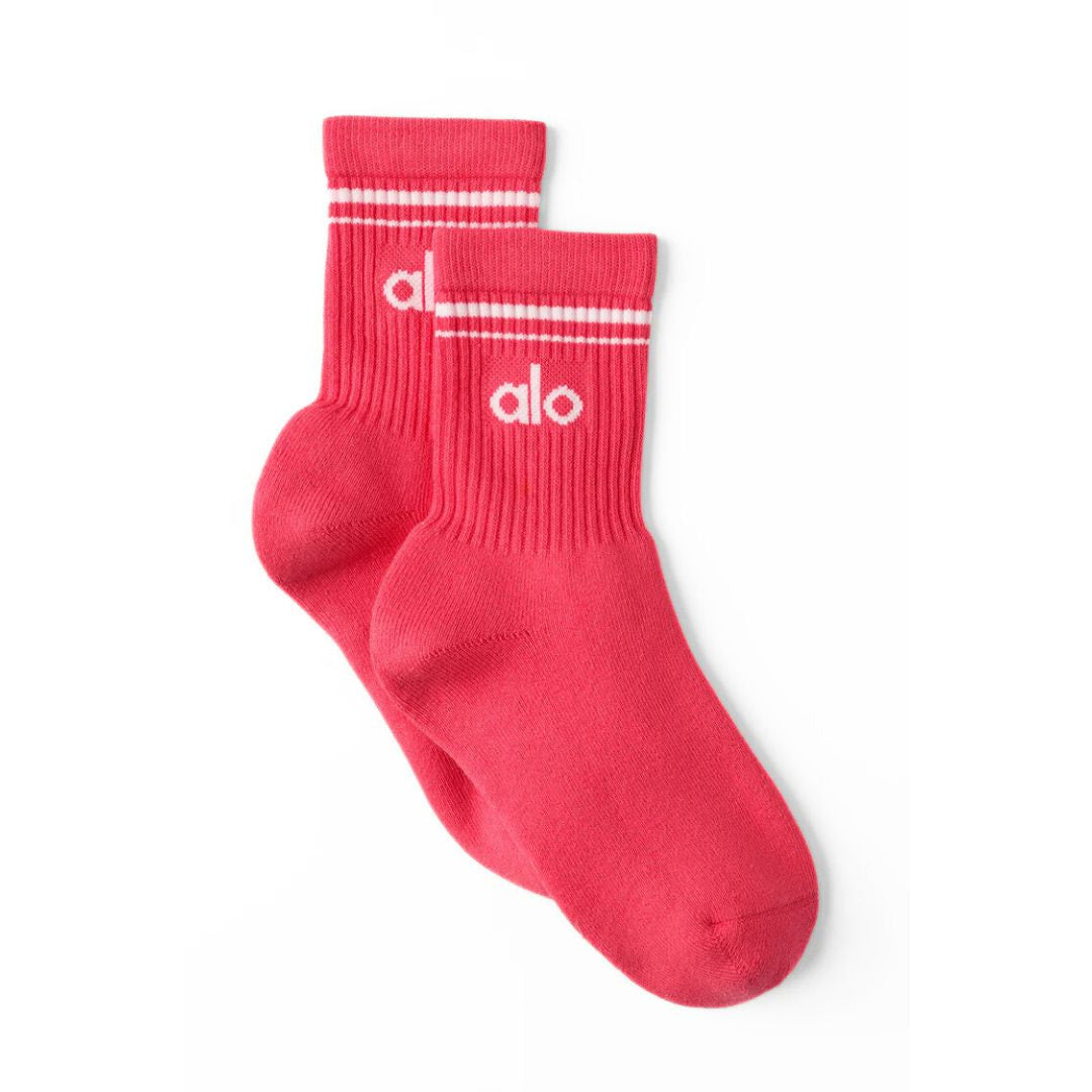 Alo Yoga Unisex Half-Crew Throwback Sock - RED - Red / S