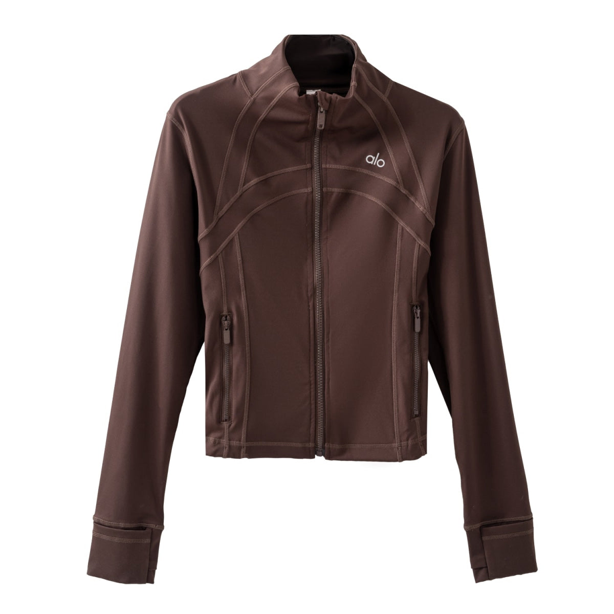 Alo Yoga Women’s Stand Collar Zip Up Jacket -BRN - Brown