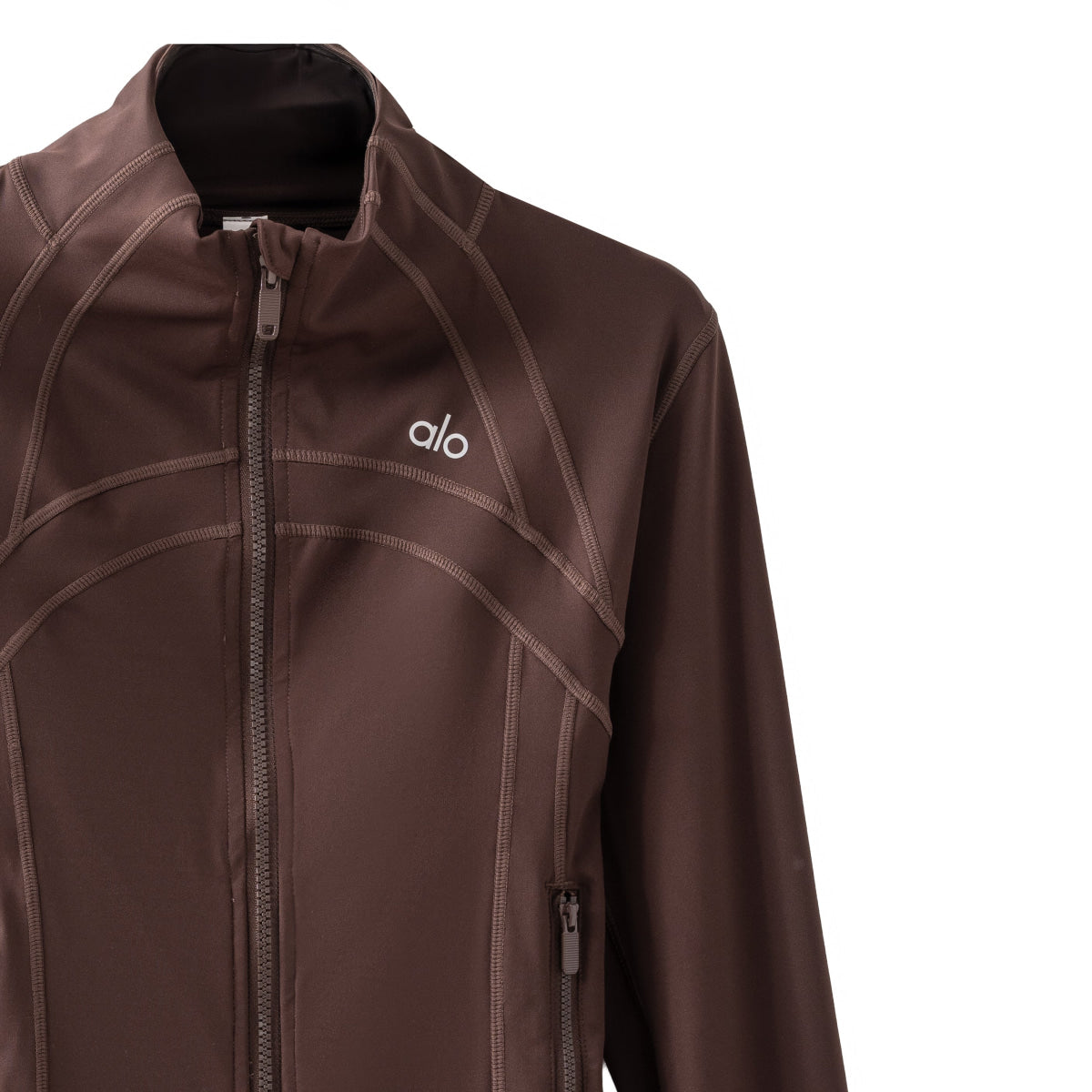 Alo Yoga Women’s Stand Collar Zip Up Jacket -BRN - Brown