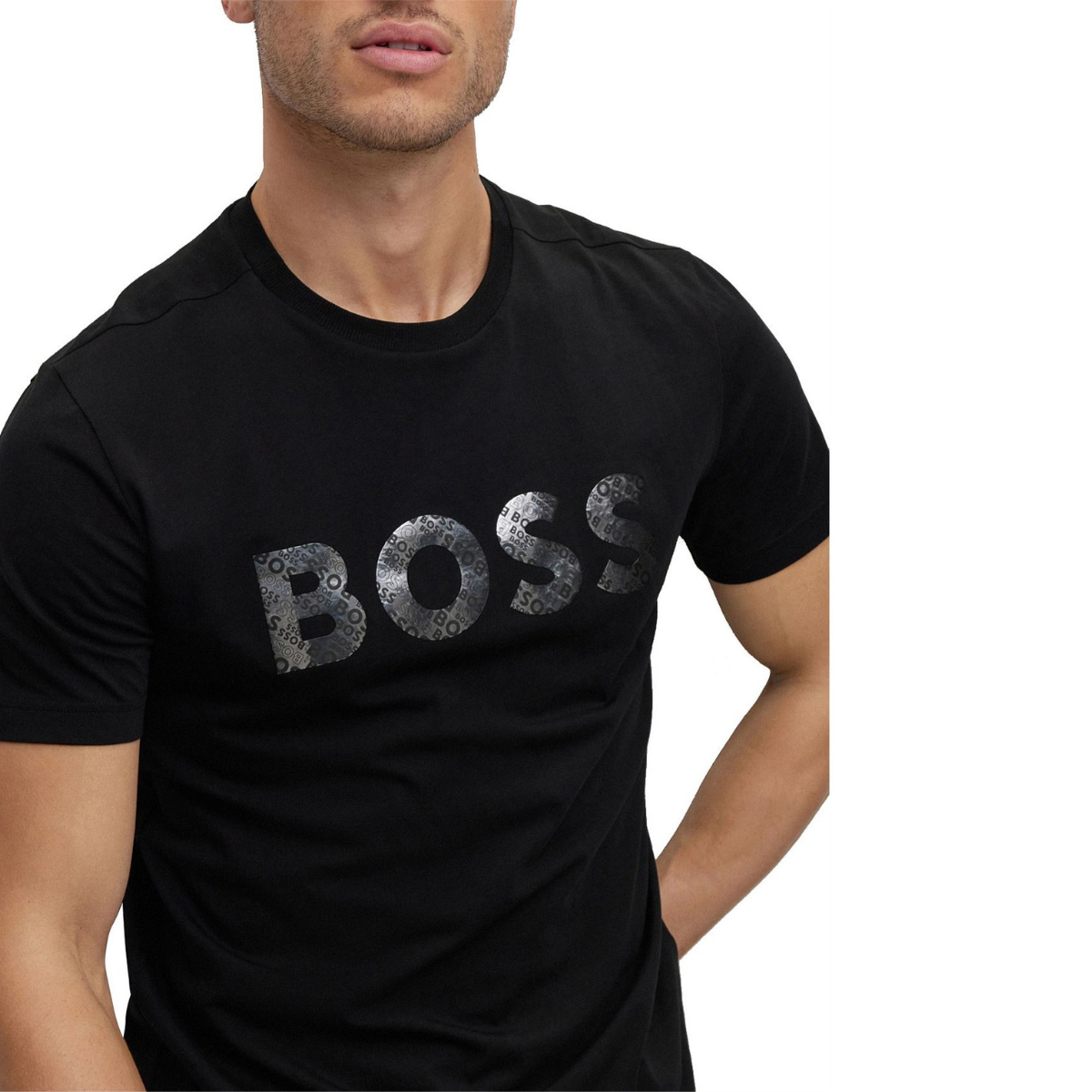 BOSS Cotton-Jersey T-Shirt with Foil-Print Logo