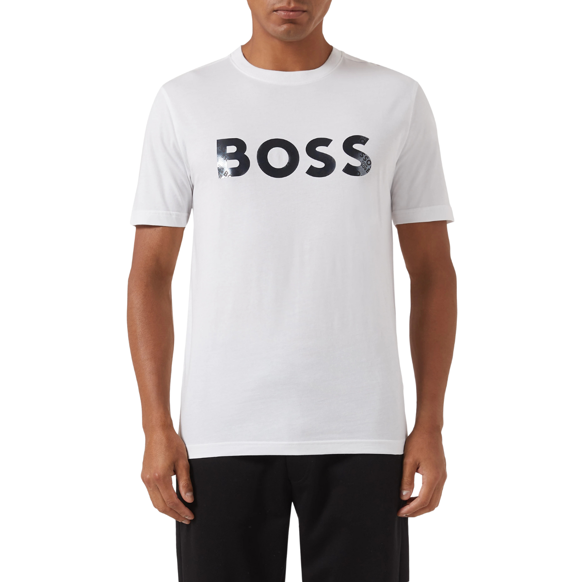 BOSS Cotton-Jersey T-Shirt with Foil-Print Logo - White / S