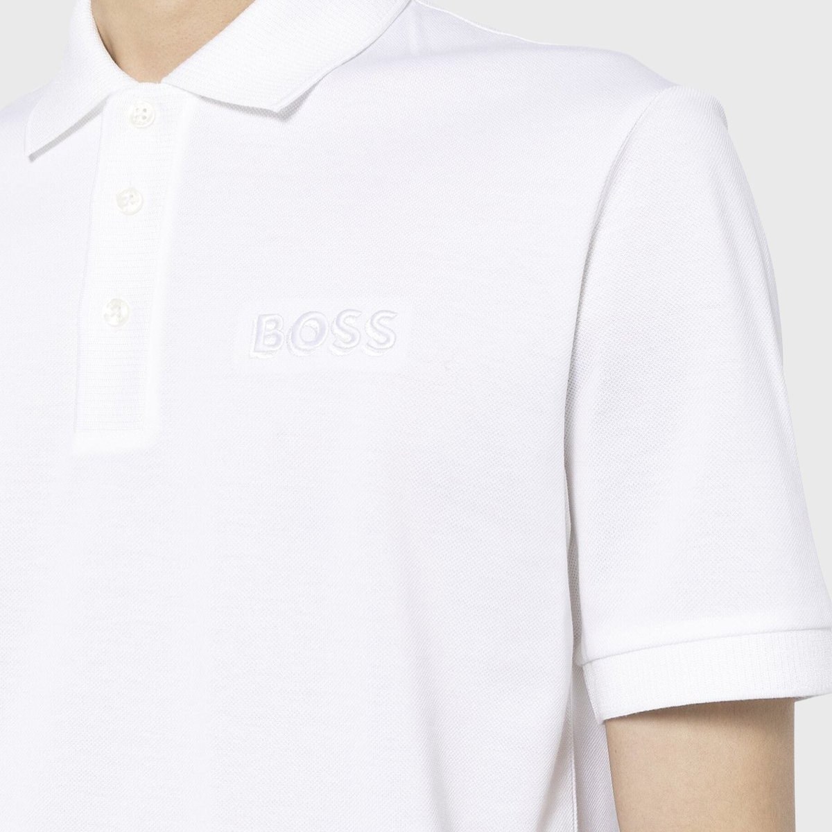 BOSS Polo Regular Fit Buttoned Men’s Collar T-Shirt - WHT