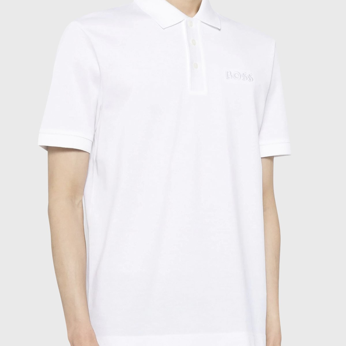 BOSS Polo Regular Fit Buttoned Men’s Collar T-Shirt - WHT