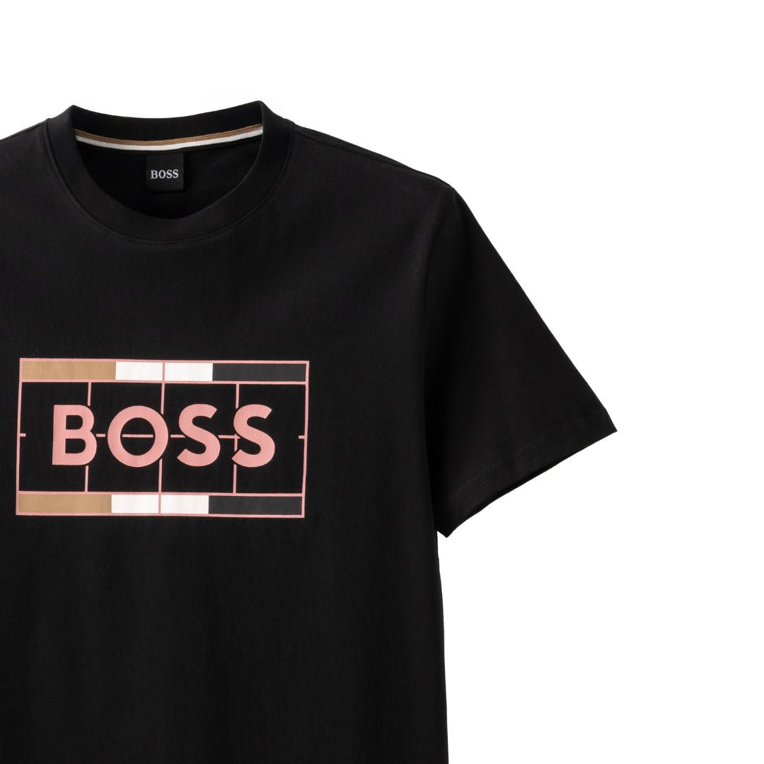 BOSS T-Shirt Cotton Jersey Typographic Art Men 50486210-BLK