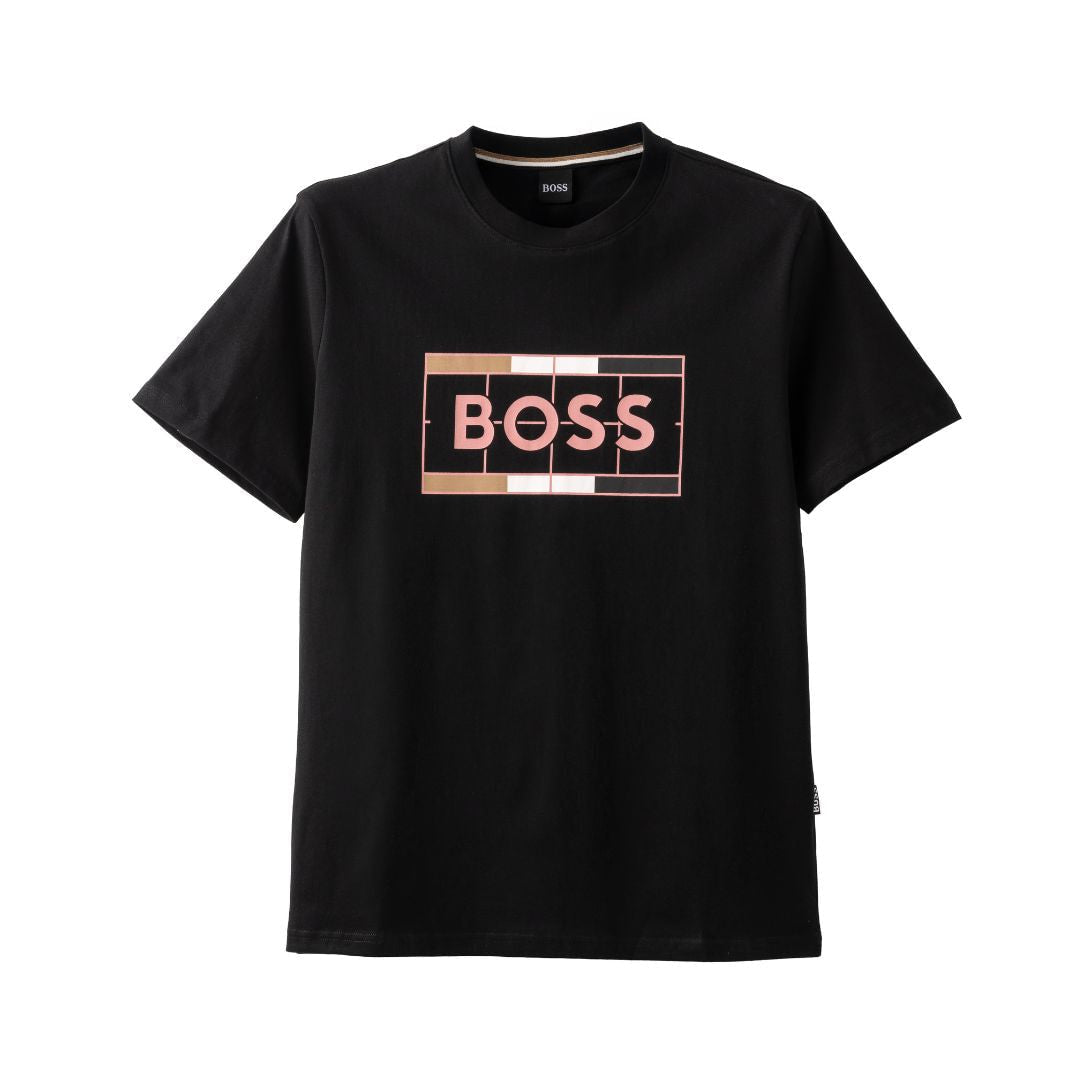 BOSS T-Shirt Cotton Jersey Typographic Art Men 50486210-BLK - S / Black