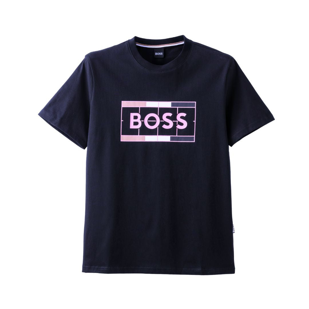 BOSS T-Shirt Cotton Jersey Typographic Art Men 50486210-NVY - S / Navy