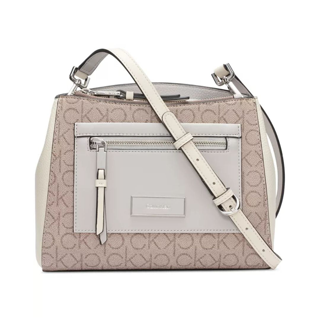 Calvin Klein Hadley Signature Colorblocked Adjustable Crossbody - Beige