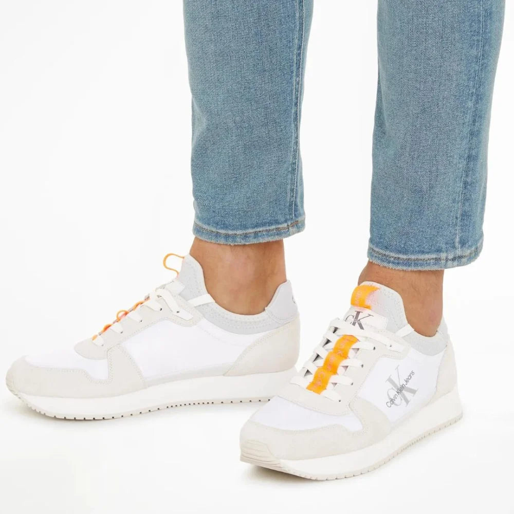 Calvin Klein Jeans Retro Runner Laceup REFL Trainer YM0YM00742 - WHTORG - Shoes