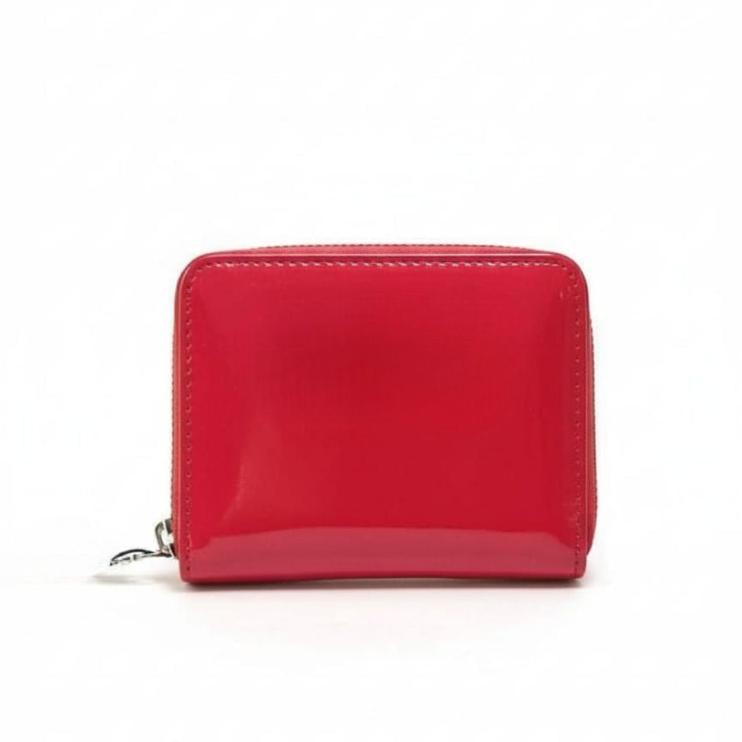 Guess Abree Faux Patent Zip-Around Wallet - Red