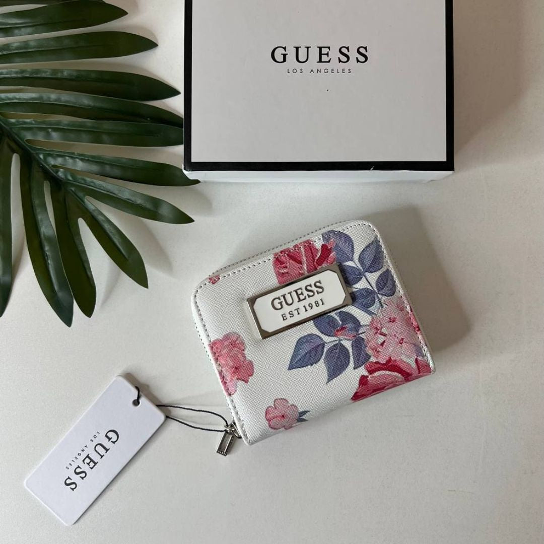 Guess Abree Faux-Saffiano Zip-Around Wallet - Floral