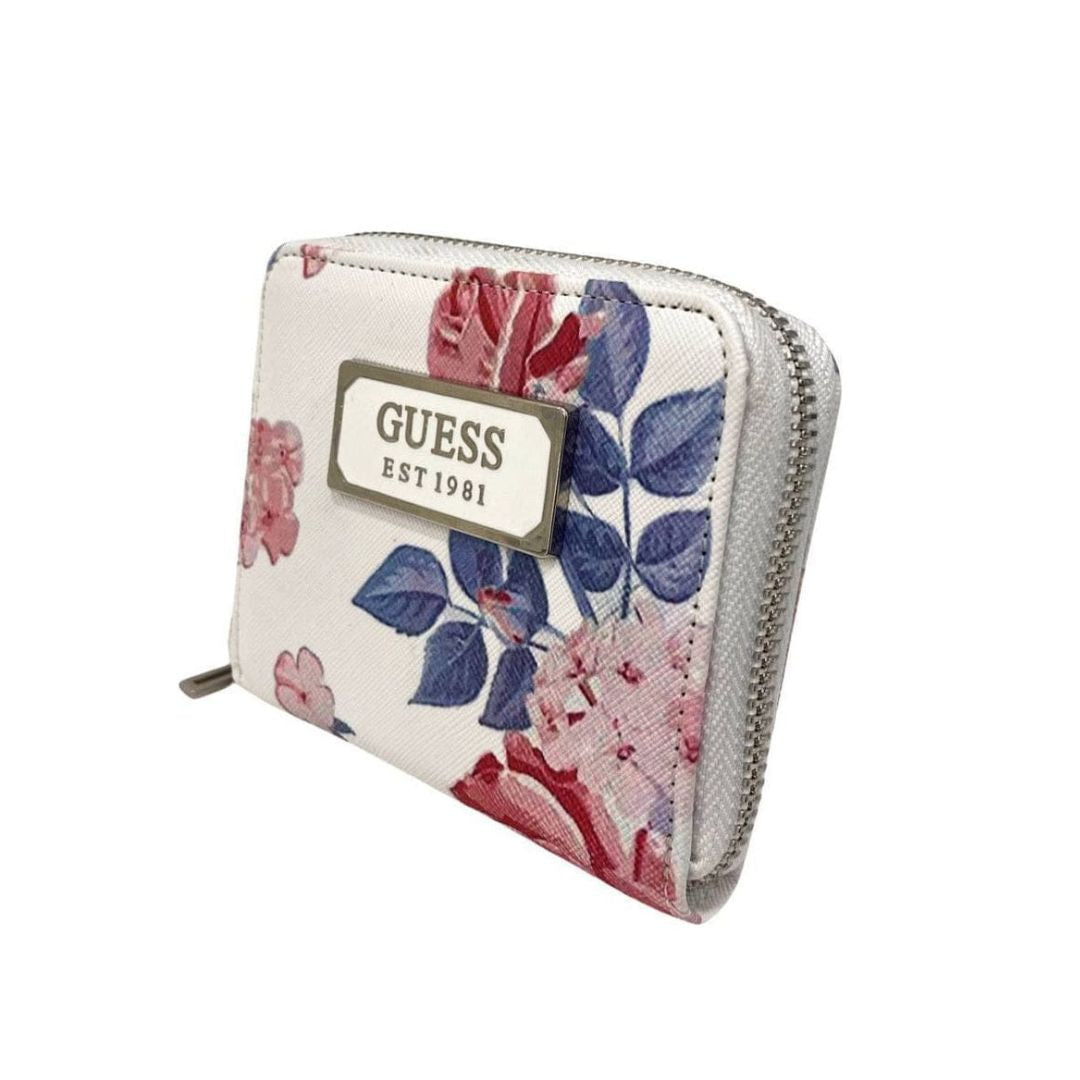 Guess Abree Faux-Saffiano Zip-Around Wallet - Floral