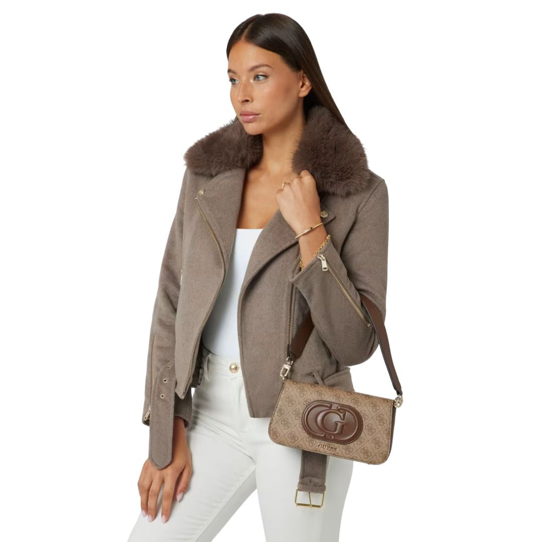 GUESS Eco Mietta 4G Logo Mini Shoulder Bag - BEG - Beige