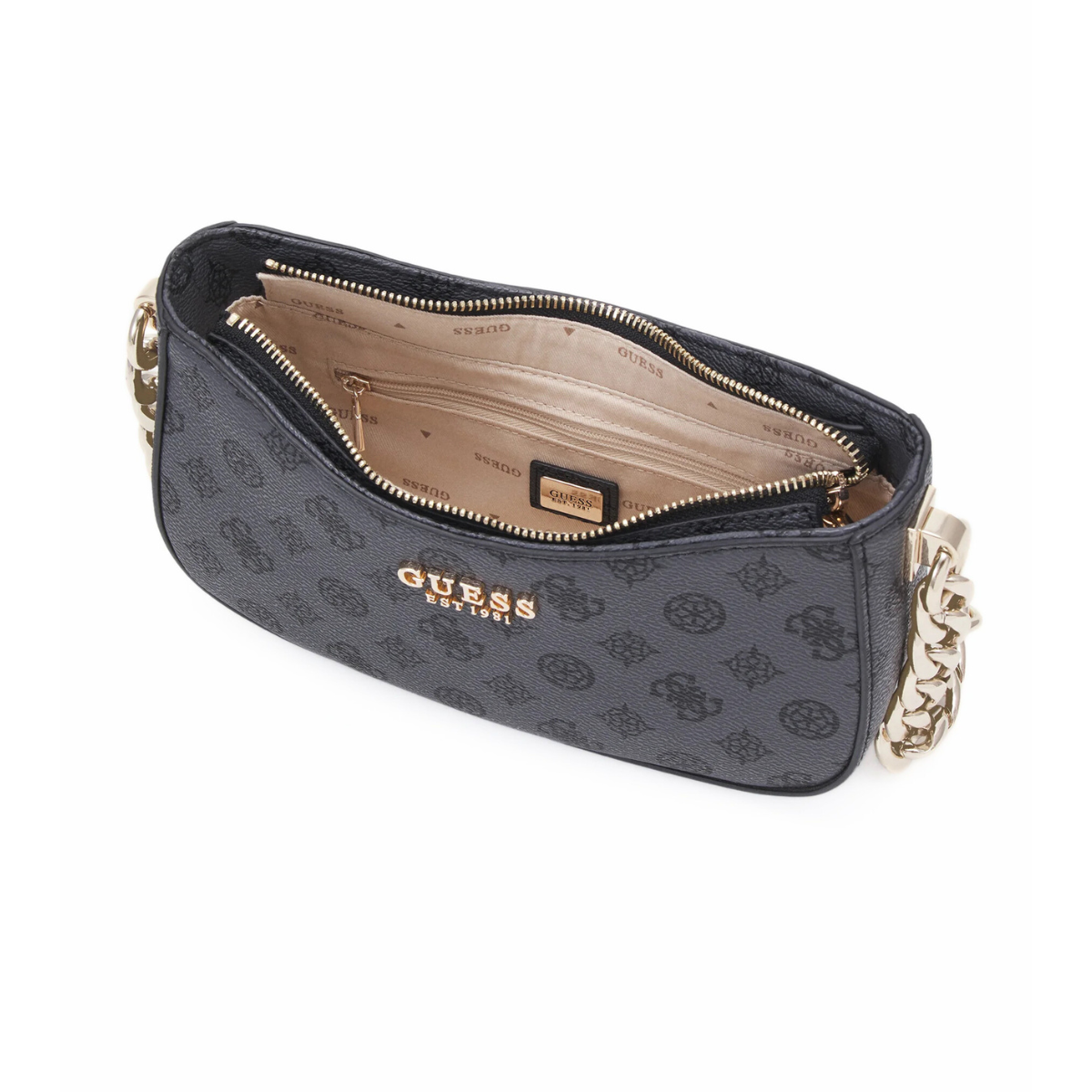 GUESS Evelune Top Zip Shoulder Bag - GRY - Gray