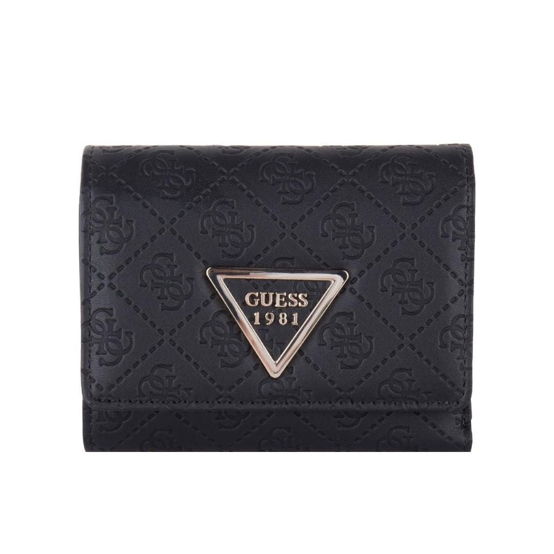 Guess Helaina Stamp Logo Trifold Wallet - Black