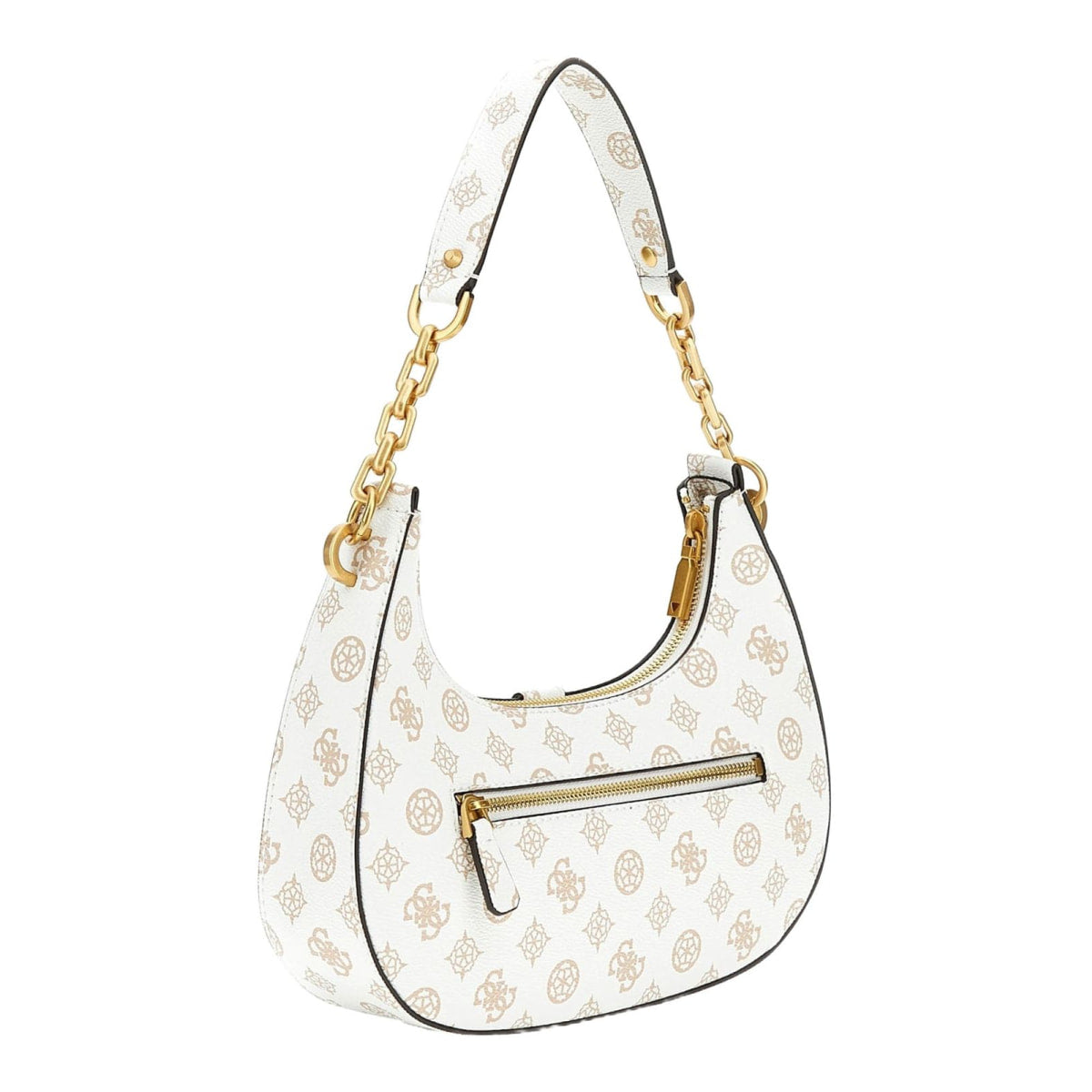 GUESS Kuba Top Zip Shoulder Bag - WHTBEG - White