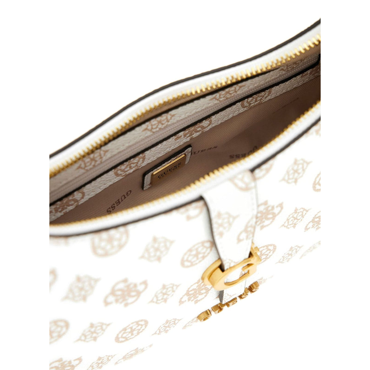 GUESS Kuba Top Zip Shoulder Bag - WHTBEG - White