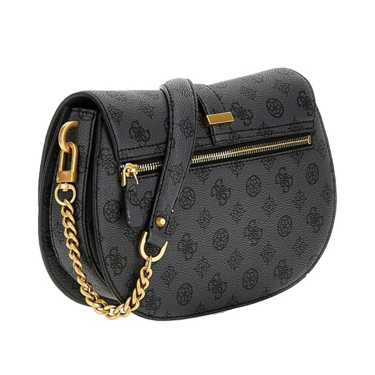 GUESS Kuba Tri Compartment Flap Shoulder Bag Charcoal Logo Charcoal Logo -COOL - Coal