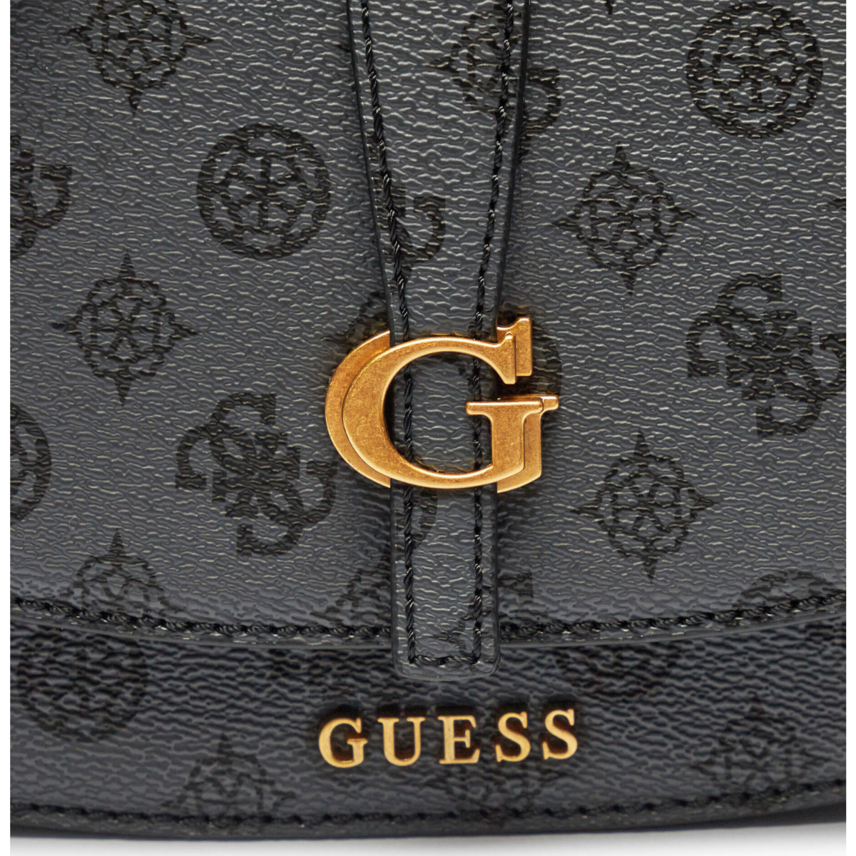 GUESS Kuba Tri Compartment Flap Shoulder Bag Charcoal Logo Charcoal Logo -COOL - Coal