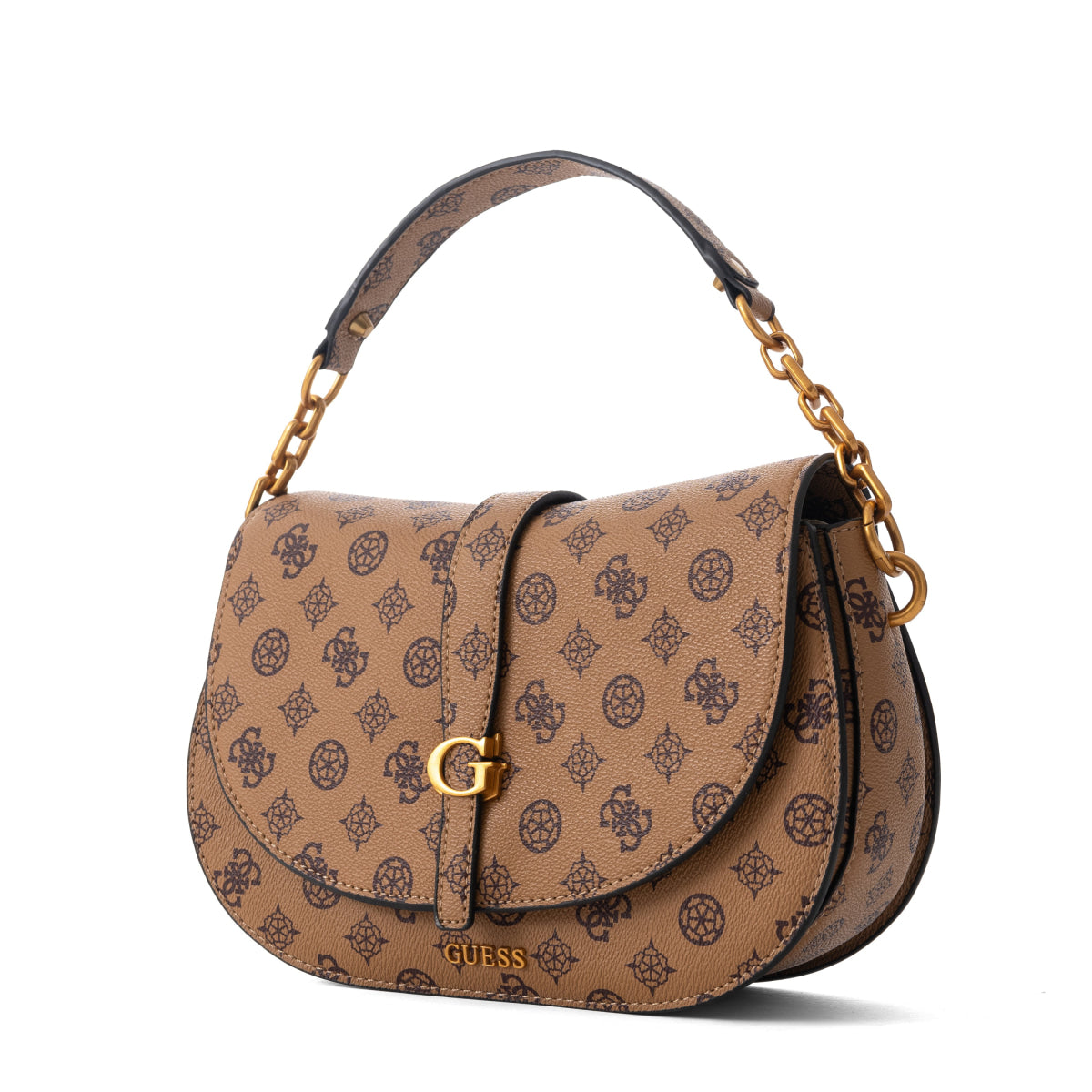 GUESS Kuba Tri Compartment Flap Shoulder Bag-TAN - Tan