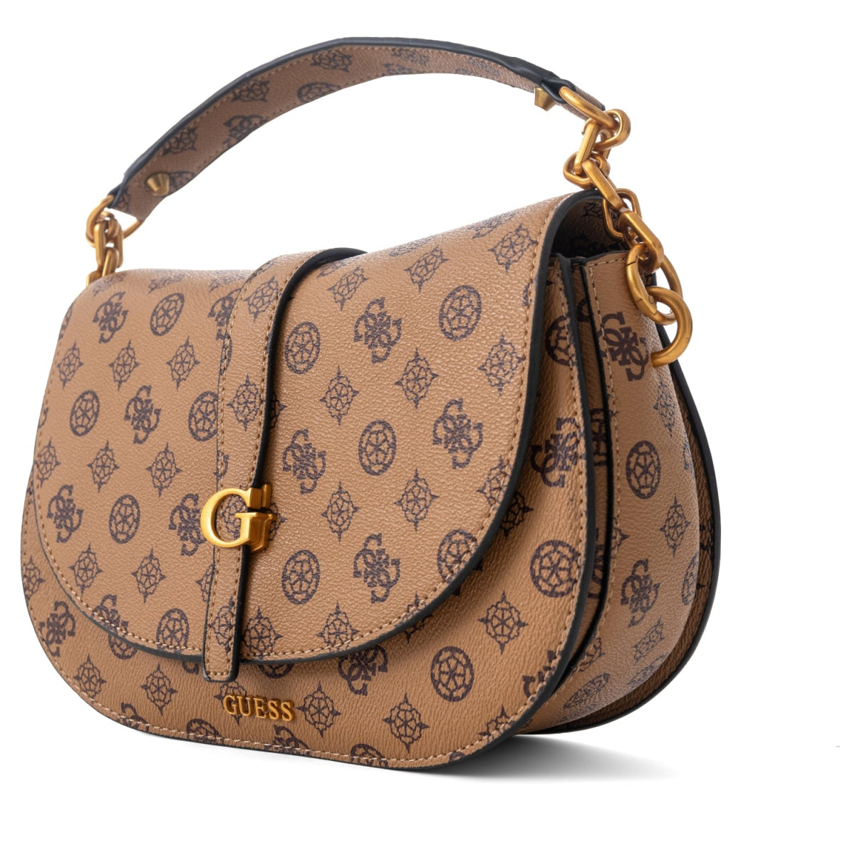 GUESS Kuba Tri Compartment Flap Shoulder Bag-TAN - Tan