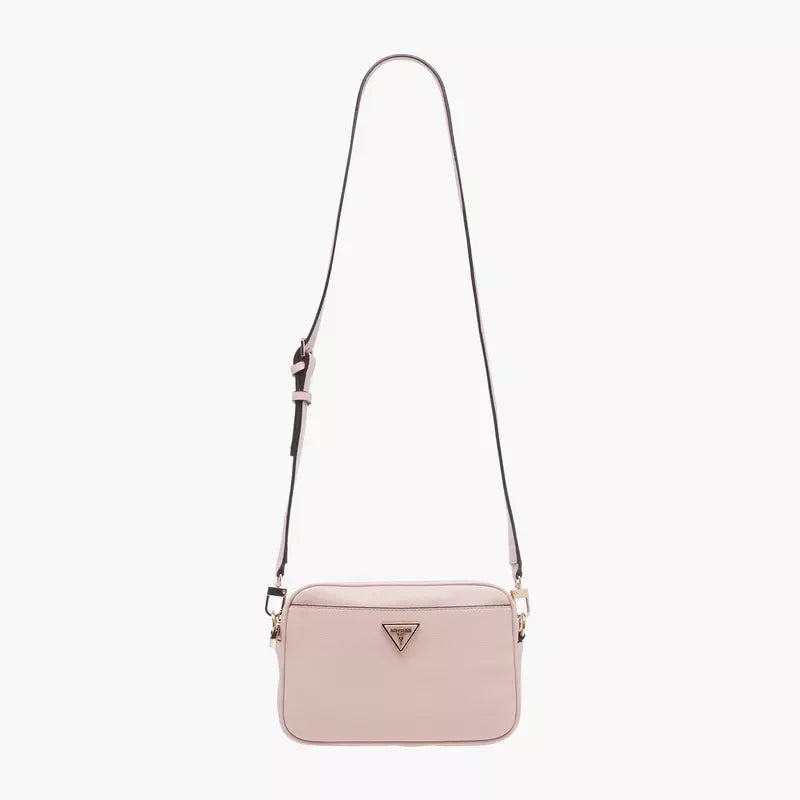 Guess Meridian Textured Crossbody Bag with Zip Closure and Detachable Strap - Pink