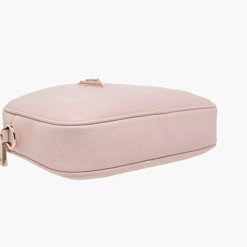 Guess Meridian Textured Crossbody Bag with Zip Closure and Detachable Strap - Pink
