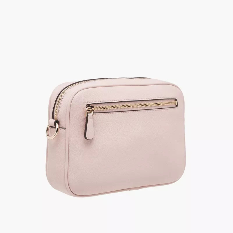 Guess Meridian Textured Crossbody Bag with Zip Closure and Detachable Strap - Pink