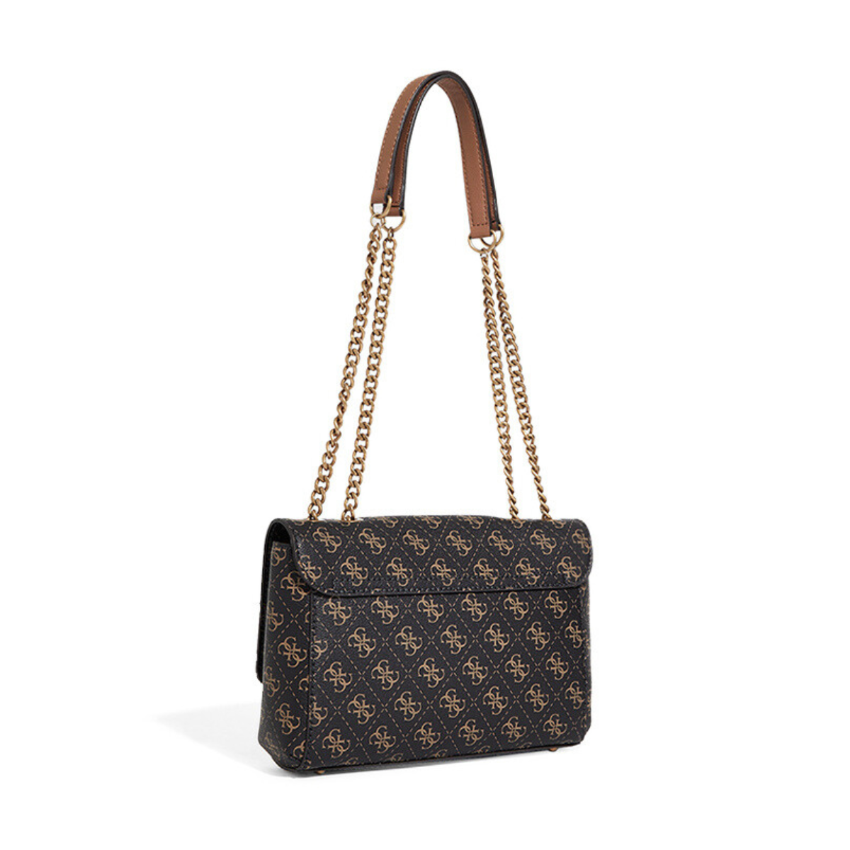 GUESS Nell Logo Crossbody Bag - BEGBRN - Beige/ Brown