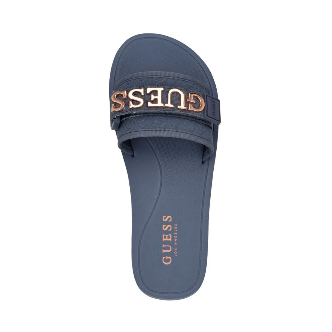 GUESS Peers Logo Slide Sandals - BLU - Blue / 37