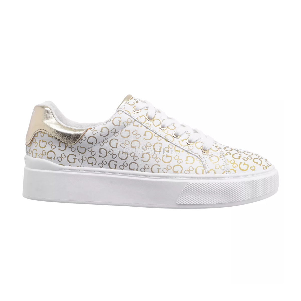 GUESS Perhaps Low-Top Platform Sneakers Women - WHTGLD - White/ Gold / 36.5