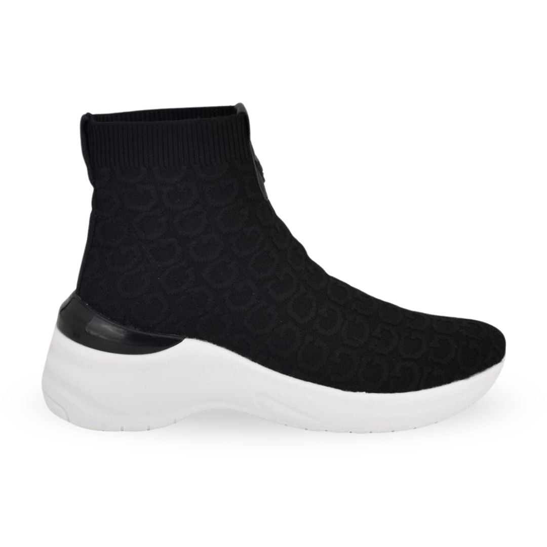 GUESS Reason Knit Logo High-Top Sneakers Women - BLK - Black / 37.5