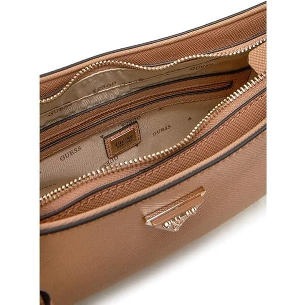 GUESS Womens Noelle Shoulder Top Zip Bag Handbag -TAN - Tan