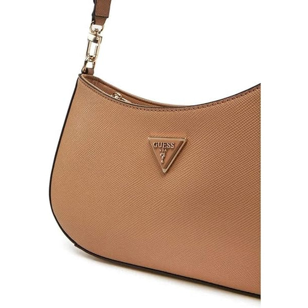 GUESS Womens Noelle Shoulder Top Zip Bag Handbag -TAN - Tan
