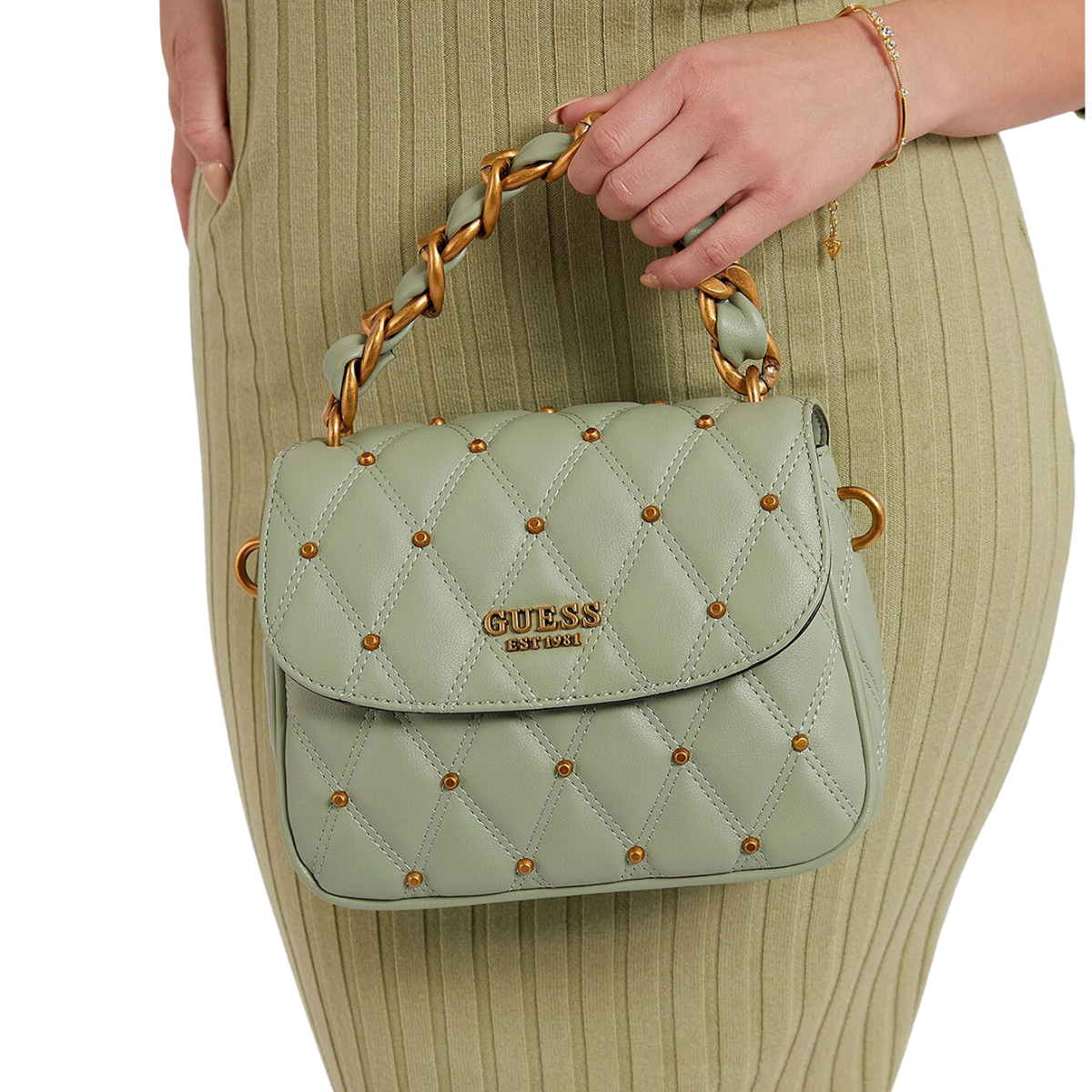 Guess Womens Triana Flap Shoulder Bag Shoulder Bag-MNT - Mint green