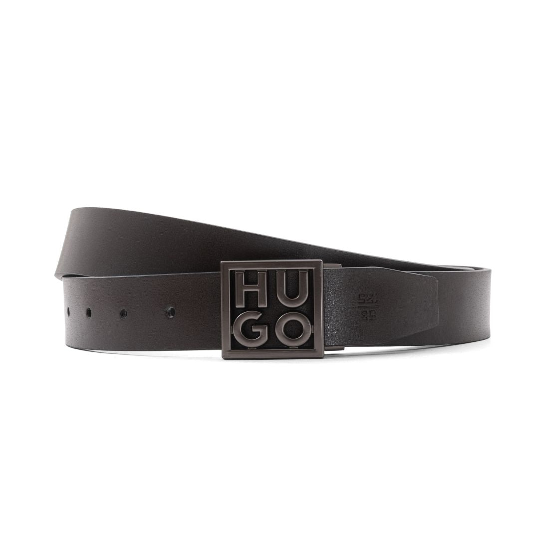 HUGO BOSS Monogram Logo Reversible Leather Belt – Black/Brown - Black/ Brown / OS