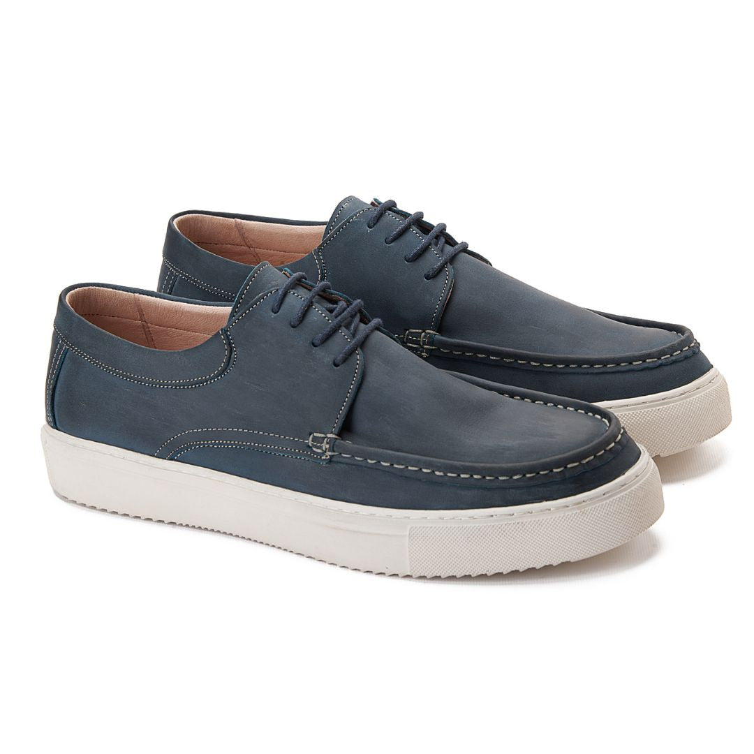 Patina Casual Leather Shoes for Men Navy