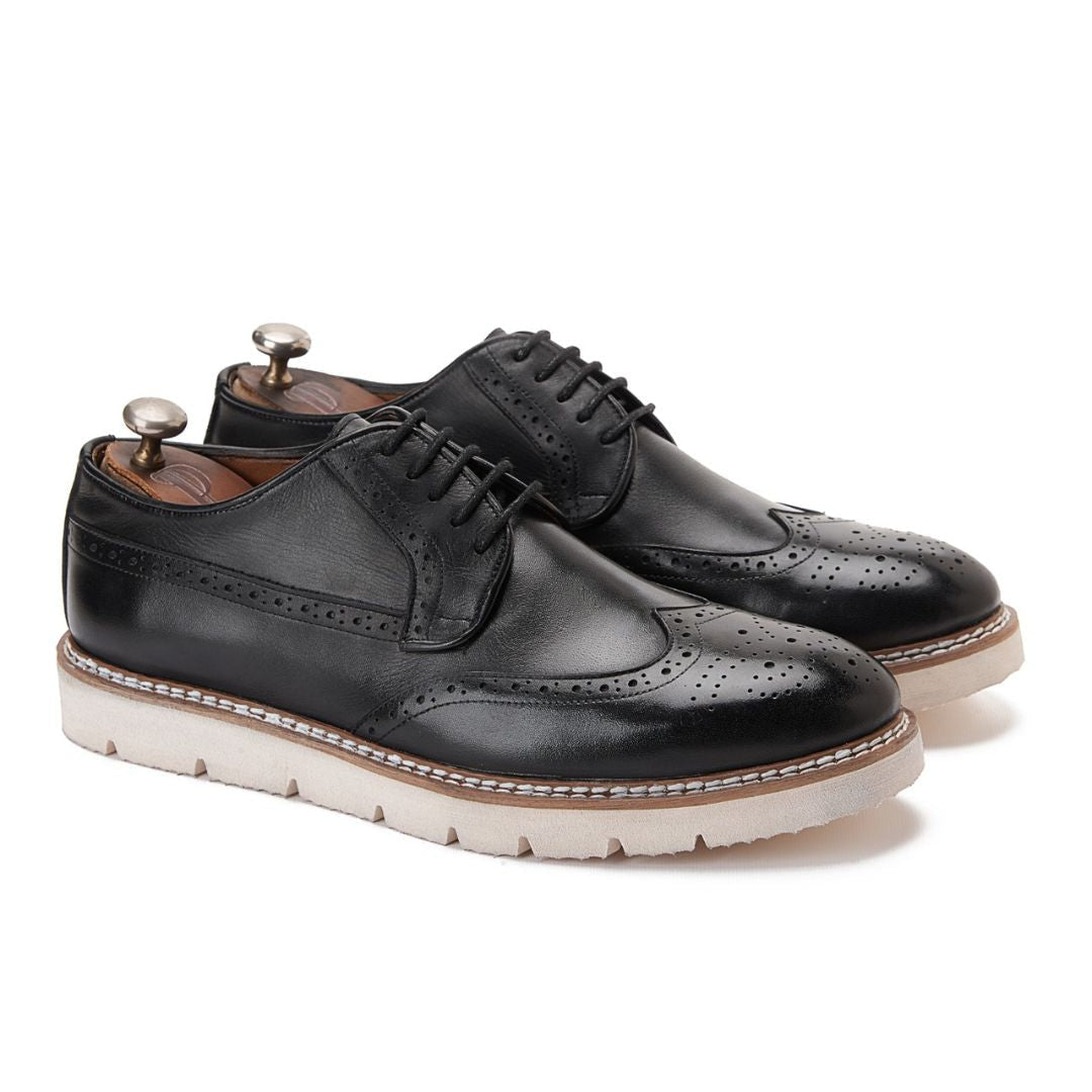 PATINA Causal Oxford Leather Shoes Men 625-02-BLK - 40 / Black