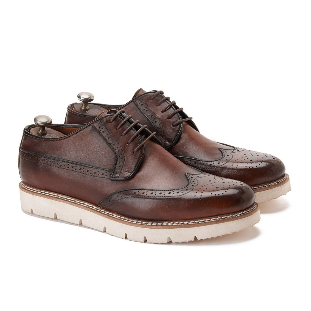 PATINA Causal Oxford Leather Shoes Men 625-02-TAN - 40 / Brown