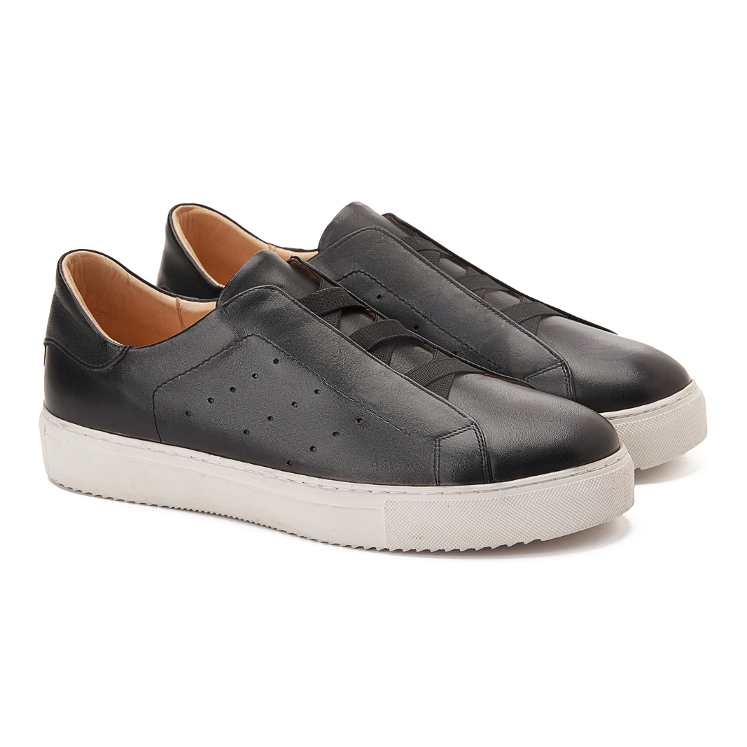 Patina Leather Sneakers Mens Slip on Shoes - Main Image