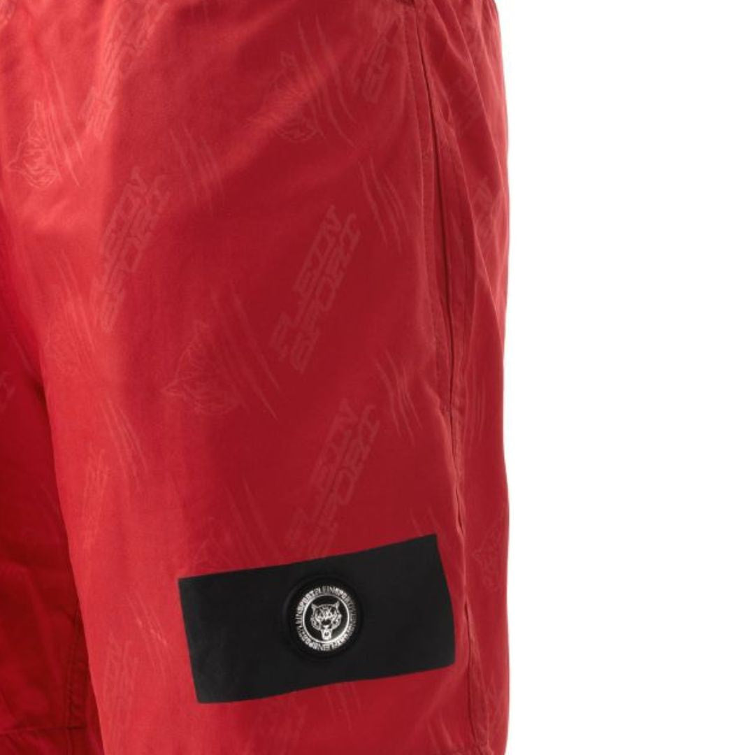 PLEIN SPORT Logo Print Drawstring Swim Shorts Men PS25026-RED