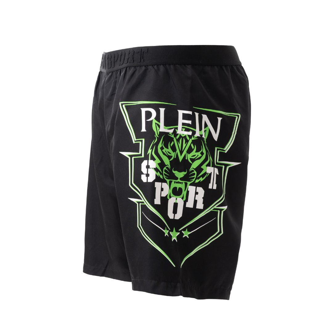 PLEIN SPORT Logo Print Drawstring Swim Shorts Men PS25031-BLK
