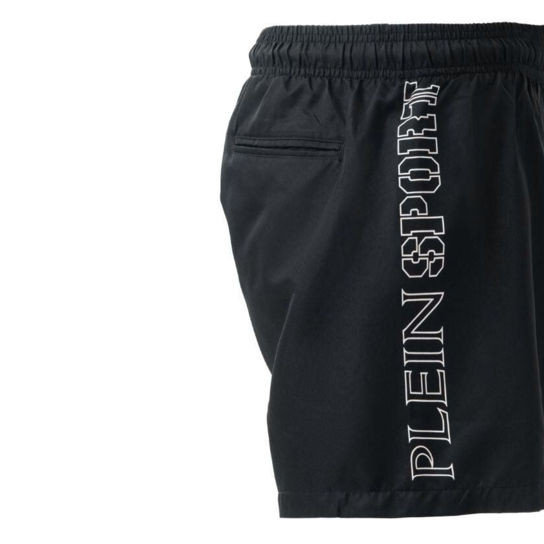 PLEIN SPORT Logo Print Drawstring Swim Shorts Men PS25043-BLK