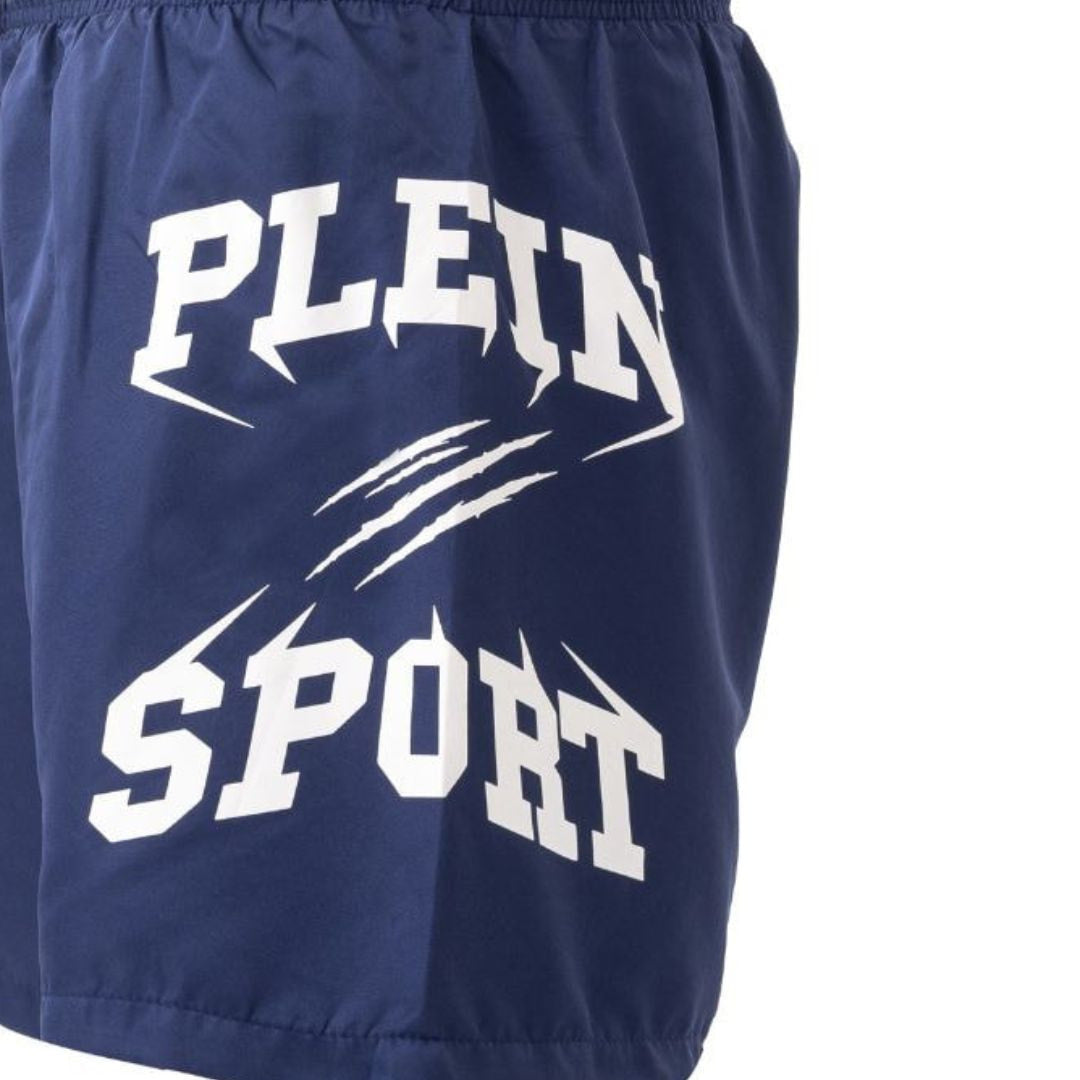 PLEIN SPORT Logo Print Drawstring Swim Shorts Men PS25047-NVY