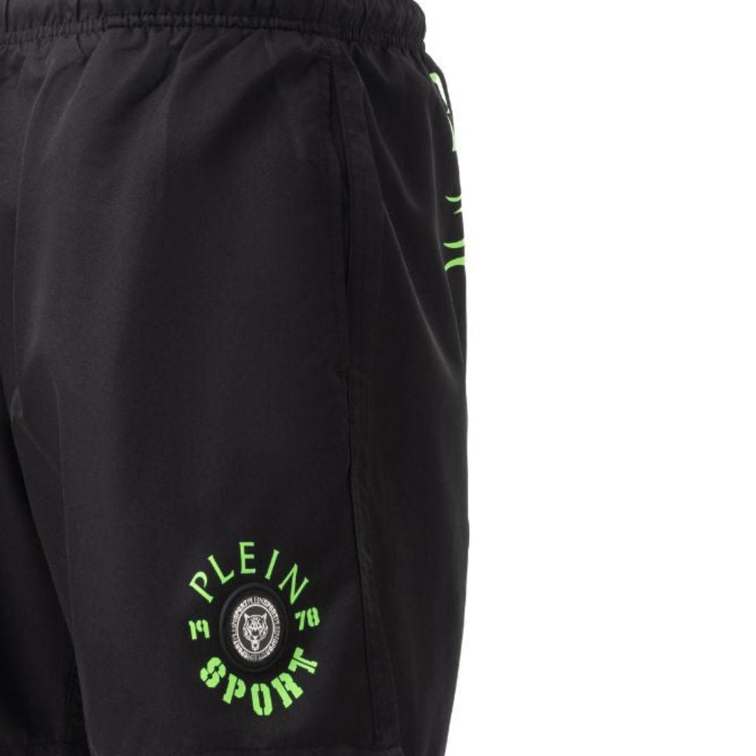 PLEIN SPORT Logo Print Drawstring Swim Shorts Men PS25051-BLK