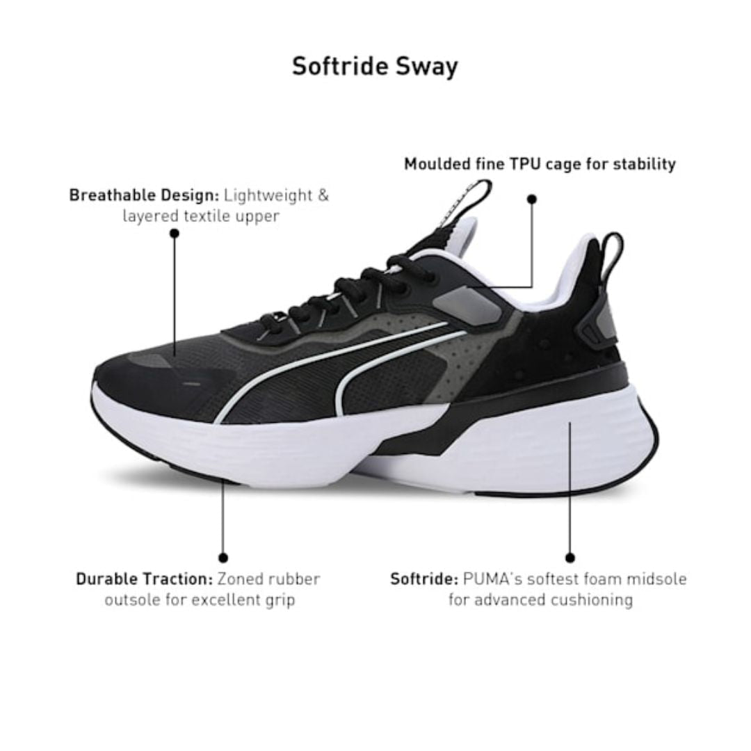 PUMA Softride Sway Running Sneakers Men 379443-01-BLK