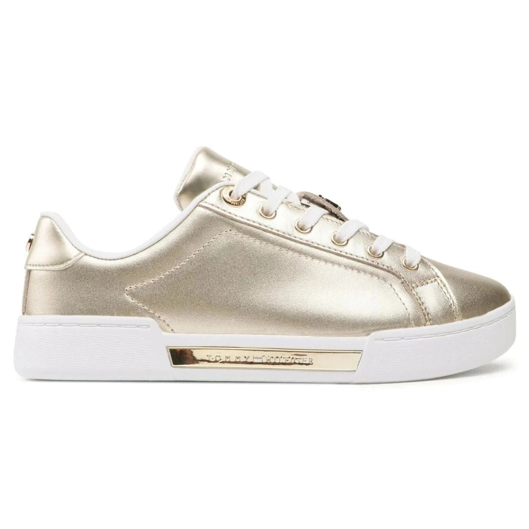tommy hilfiger white and gold sneakers