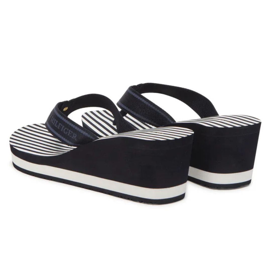 Tommy Hilfiger Flip Flops TH Stripes Wedge Beach Sandal FW0FW08521 NVY